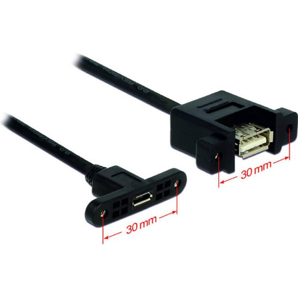 Thumbnail - Delock USB2.0-Kabel A-MicroB: 25cm, zum Einbau (0.25 m, USB 2.0), USB Kabel