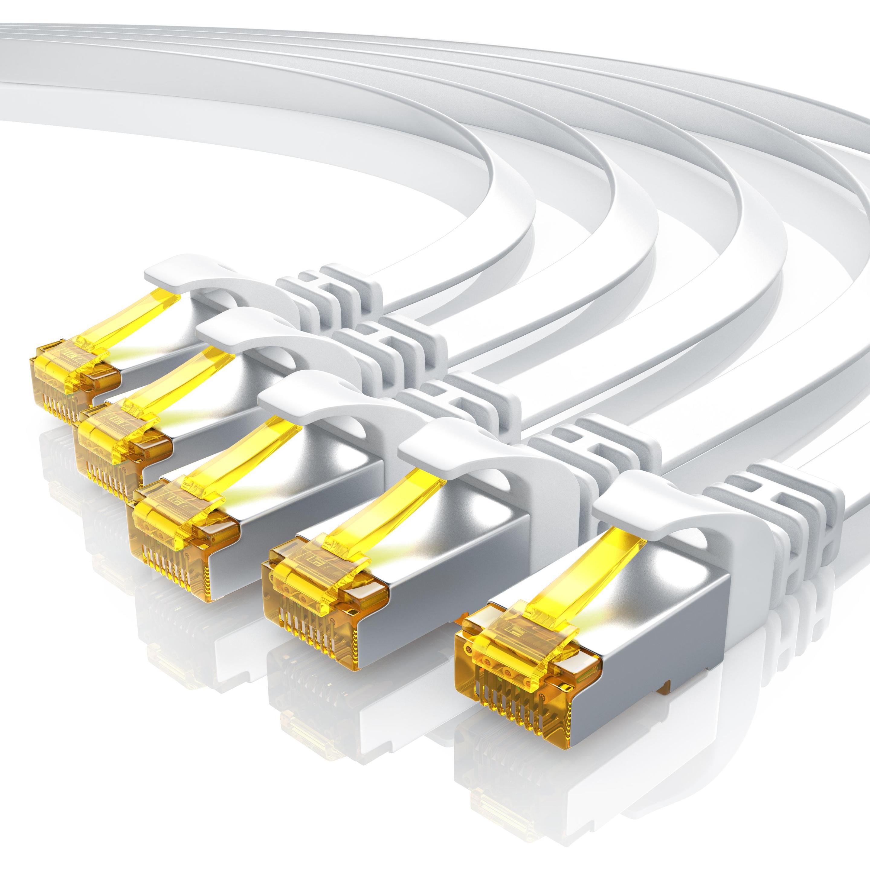 Primewire CAT.7 Netzwerkkabel flach - Ethernet Gigabit Lan Kabel RJ45 - Patchkabel - komp. CAT.5 CAT.6 CAT.8 (U/FTP, CAT...