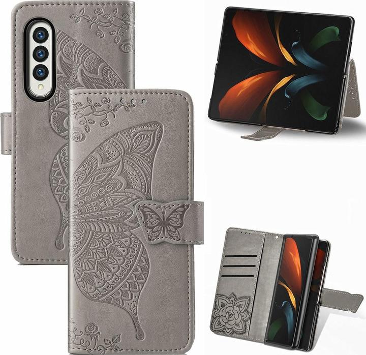 Produktbild König Design Hülle Handy Schutz für Samsung Galaxy Z Fold3 5G Case Cover Tasche Etuis Grau (Samsung Galaxy Z Fold3)