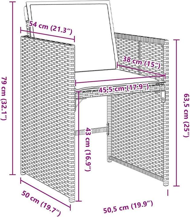 Produktbild vidaXL Gartenstuhl (140 x 70 x 73 cm)