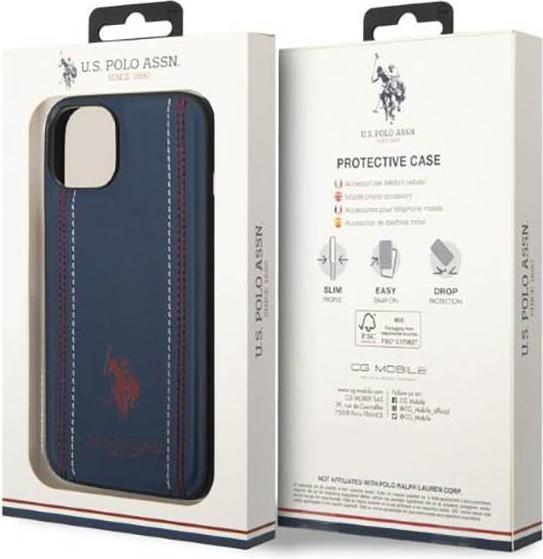 Image du produit U.S. Polo US Polo USHCP14MPFAV iPhone 14 Plus 6.7 "bleu marine / bleu marine couture en cuir (Apple iPhone 14 Plus)