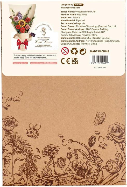 Actual product image Robotime TW042 - Red rose