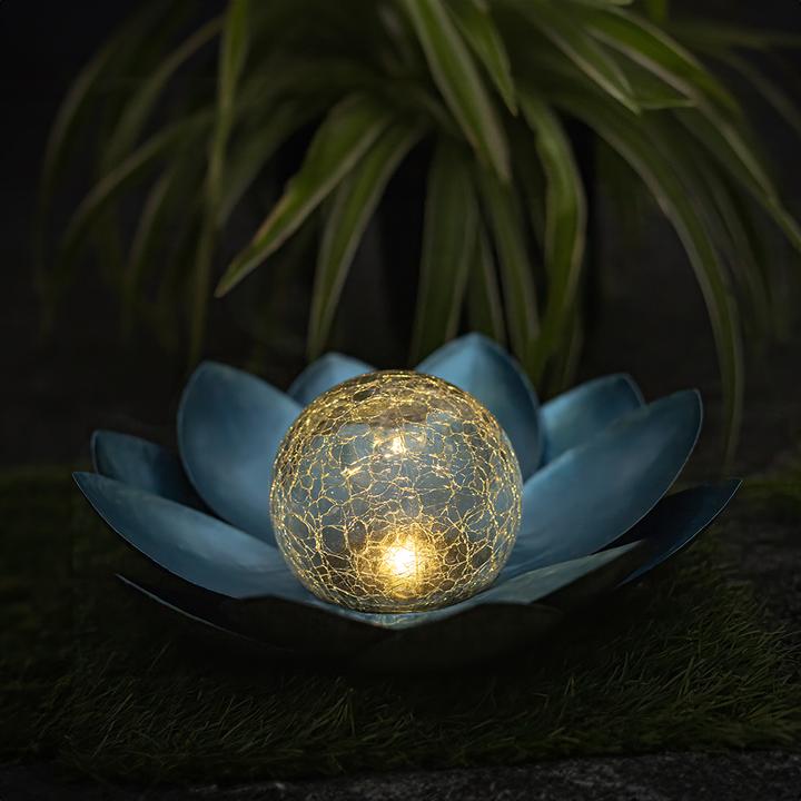 Actual product image Forever Light SUNARI Solar Lamp LED FLS-70 Lotus Flower Blue 3000K 600mAh Ni-MH (3000 lm, IP6X)