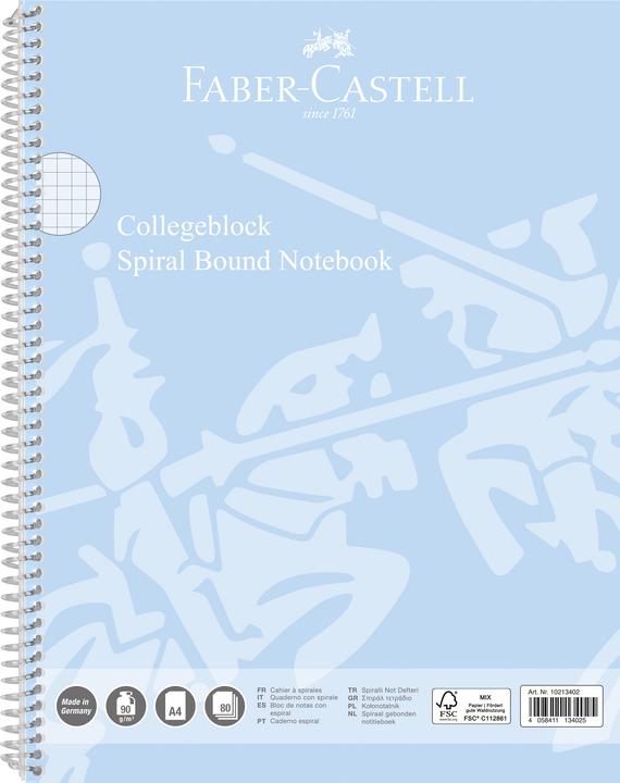 Produktbild Faber-Castell Collegeblock A4 kariert, sky blue (A4, Kariert, Weicher Einband)