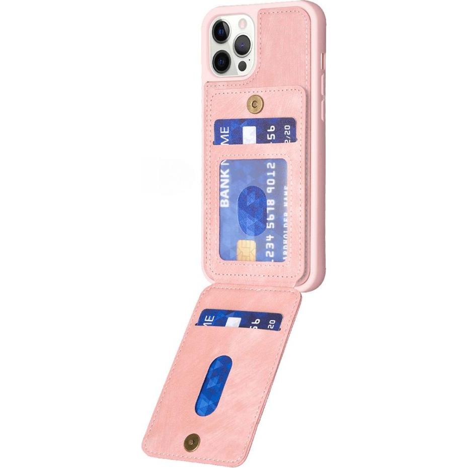 Thumbnail - Cover-Discount iPhone 15 Pro Max - Kickstand Case mit Kartenfächer rosa (Apple iPhone 15 Pro Max), Smartphone Hülle, Ros...