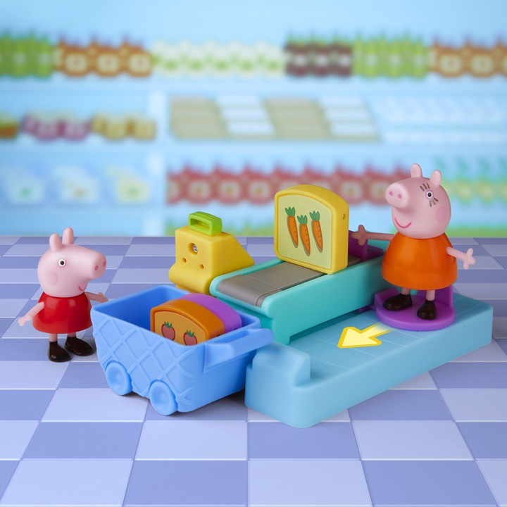 Actual product image Hasbro Peppa's Adventures Peppa goes shopping, preschool toy with 2 figures and 8 accessoi...