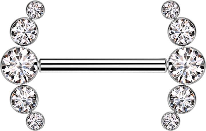 Actual product image Star Piercing Barbell Innengewinde silber front fünf Kristalle silber (without brass, Titanium)