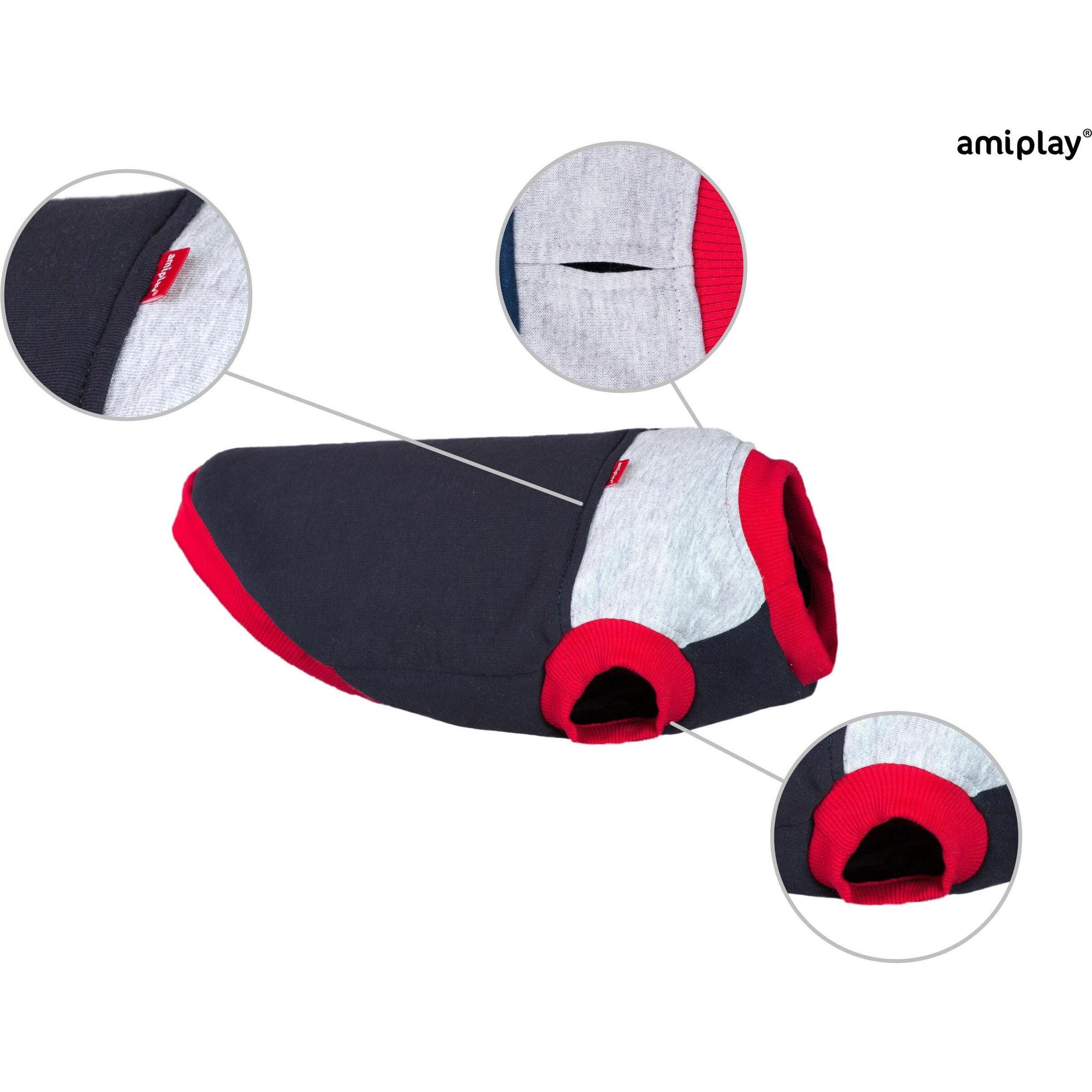 amiplay Hoodie Denver Coc.Spaniel 50cm Gray/Red (Hundepullover), Hundebekleidung