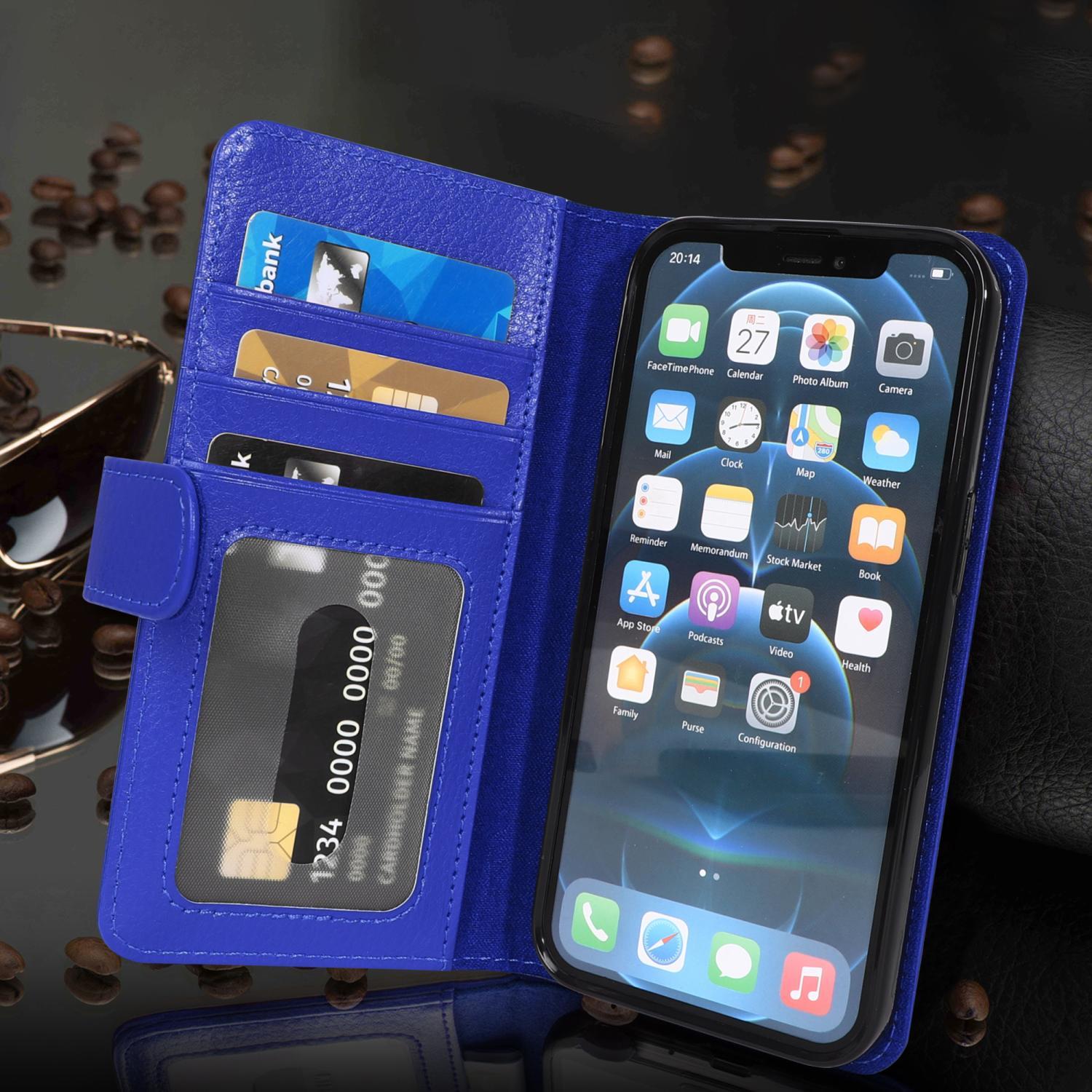 Thumbnail - Cadorabo 3 Kartenfächer Hülle (Apple iPhone 13 mini), Smartphone Hülle, Blau