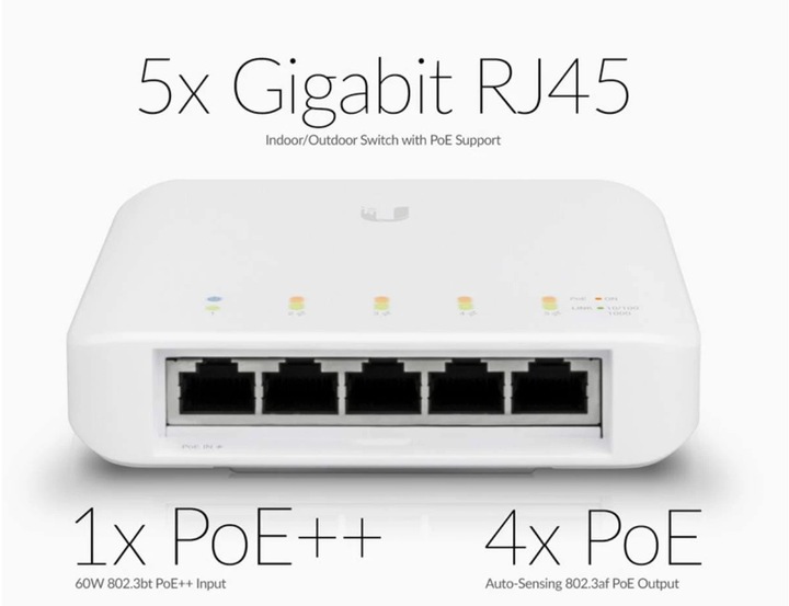 Productafbeelding Ubiquiti UnifiFlex: Outdoor 5Port PoE Switch (5 Havens)