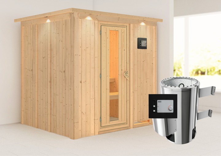 Actual product image Karibu Daria with roof wreath (Plug & Play 3.6 KW external control)