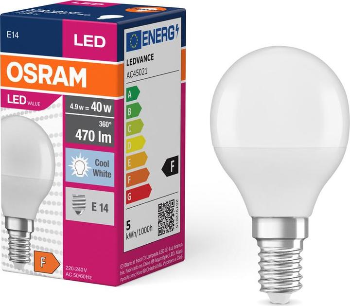 Produktbild Osram LED Lampe Value Classic (E14, 4.90 W, 470 lm, 10 x, F)