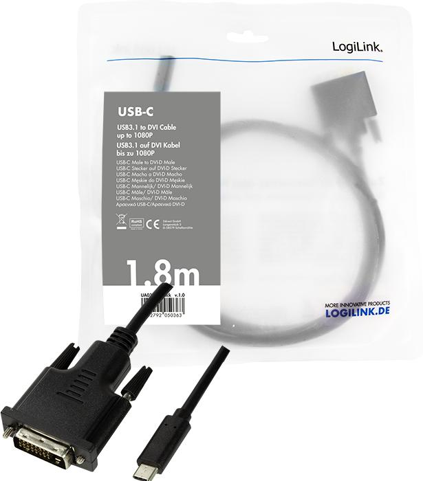 Image du produit LogiLink USB Typ C — DVI (1.80 m)