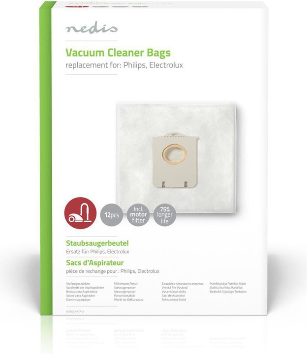 Image du produit Nedis Sac d'aspirateur Sac d'aspirateur 12 pièces Synthétique Le plus vendu Pour : Philips/Electrolux (1 x)