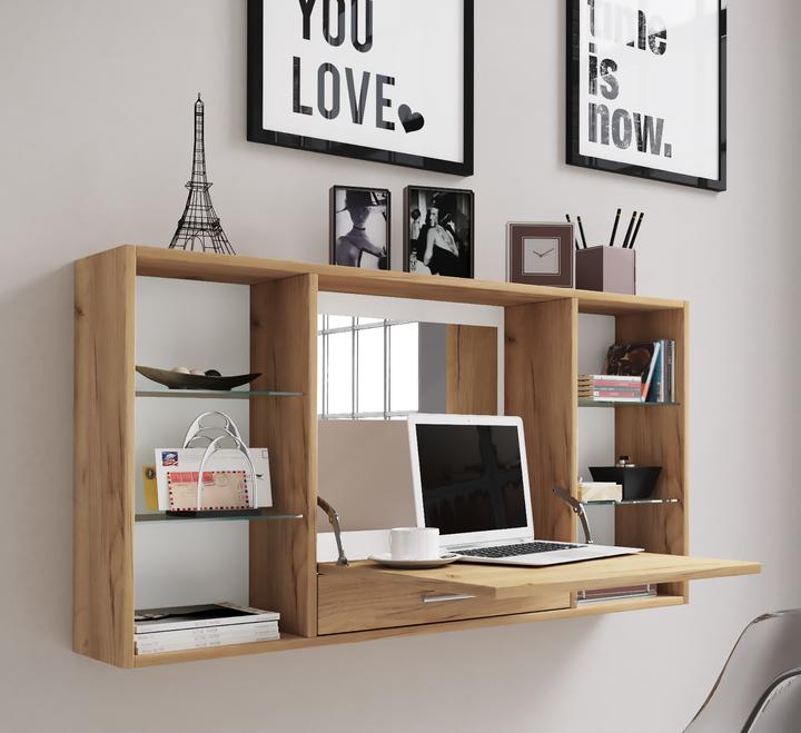 Actual product image VCM Dressing Table Wall Desk Wall Shelf Teala Mirror (115 x 20 x 60 cm)