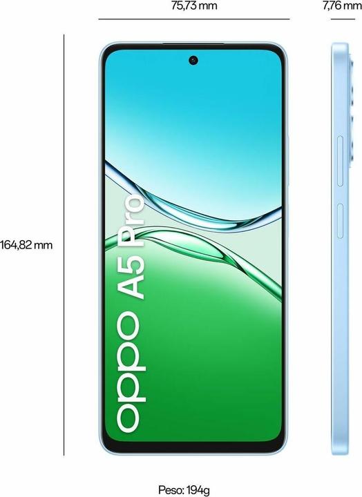 Actual product image OPPO A5 Pro (256 GB, feather blue, 6.67", Dual SIM, 4G)