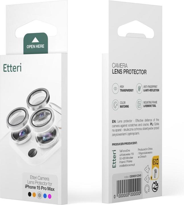 Actual product image Etteri camera lens protector for iPhone 15 / 15 Plus black (3 Piece, Apple iPhone 15, Apple iPhone 15 Plus)