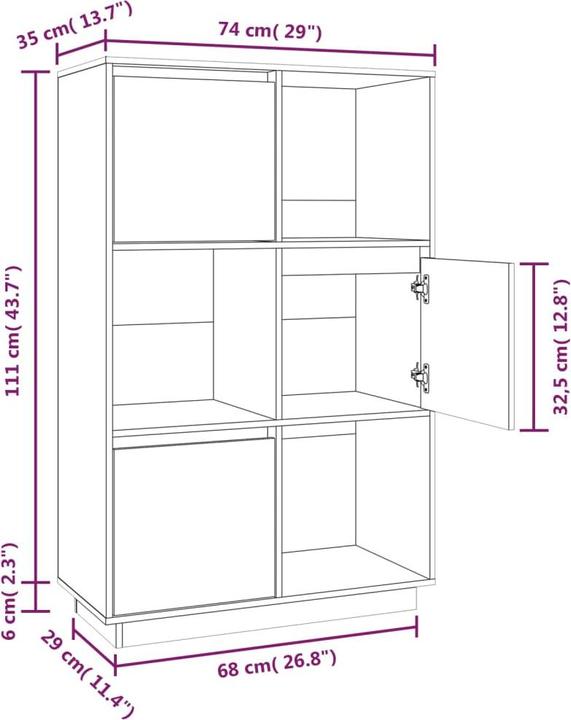 Image du produit vidaXL Highboard (74 x 35 x 117 cm)