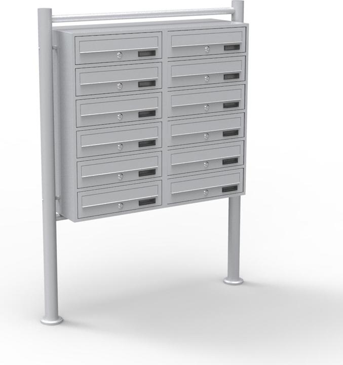 Wiltec 12 letterbox system silver-coloured 2x6 letterboxes Letterbox Post