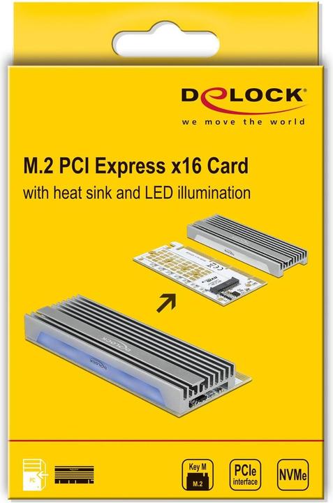 Produktbild Delock PCI Express x16 (x1 / x4 / x8) Karte zu 1 x NVMe M.2 Key M mit LED Beleuchtung
