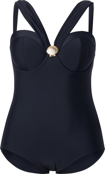 Actual product image Ulla Popken Draped Strap One Piece Underwire Swimsuit (58)