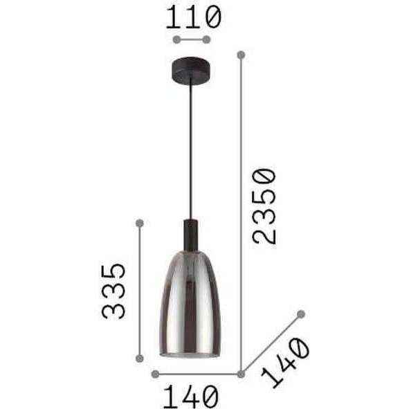 Thumbnail - Ideal lux, Pendelleuchte, COCO LED Pendelleuchte 7W ⌀150mm Rauchglas warmweiss 275567 (580 lm)