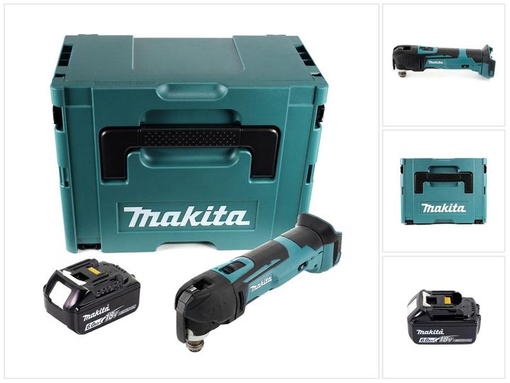 1x Makita DTM 51 Akku Oszillierer, 1x Makit BL 1860 B 18 V 6,0 Ah Akku, 1x Makita Makpac, 1x Universaleinlage