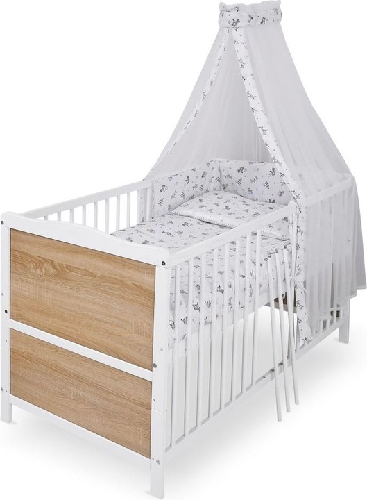 Produktbild jonka Gitterbetten Babybett-Komplett-Set Max inkl. Bettwäsche, Himmel (70 x 140 cm)