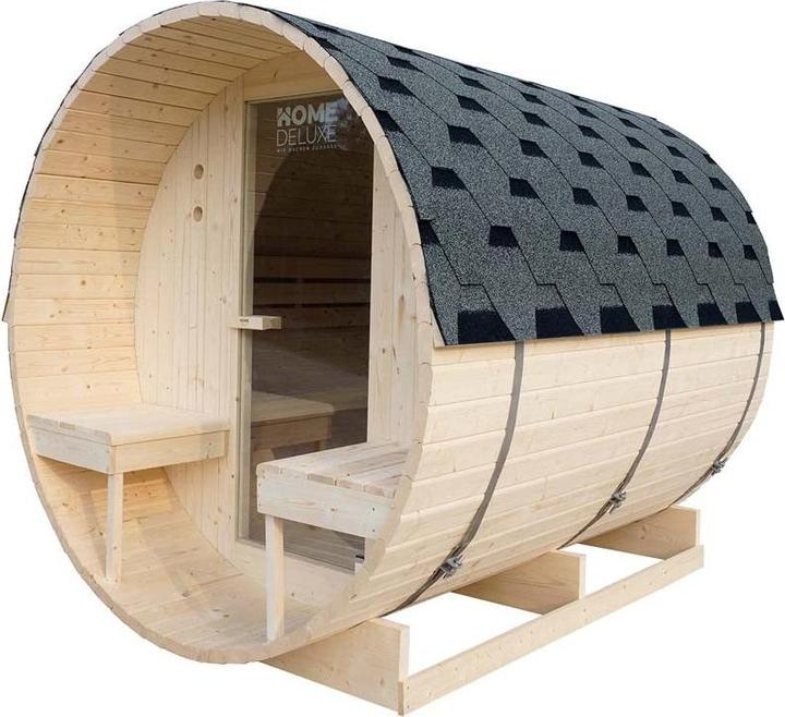Actual product image Home Deluxe Outdoor sauna barrel sauna AQUILA DELUXE L- 195 x 220 cm for 4 persons - Sauna with 8kW heater