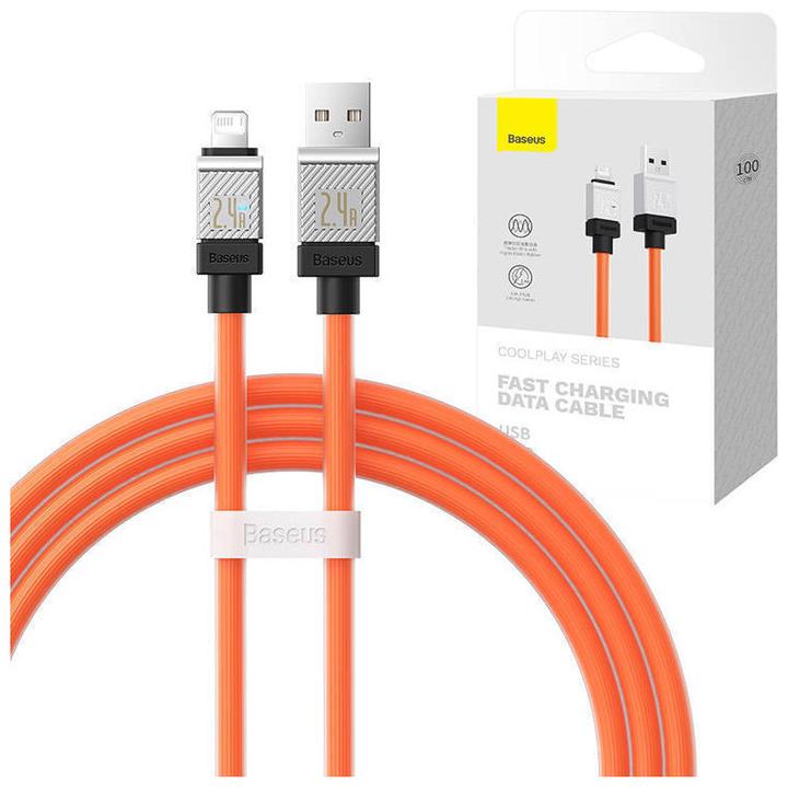 Actual product image Baseus Fast Charging cable USB-A to Lightning Coolplay Series 1m, 2.4A (orange) (1 m, USB 3.2 Gen 1)