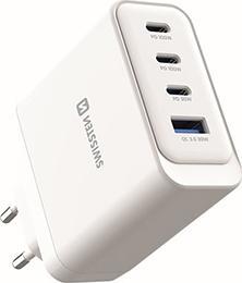 Produktbild Swissten Netzadapter CORE GaN 100W, 4 Ports, 2x USB-C PD 100W + 1x USB-C PD 20W + 1x US (100 W, 4 Ports)