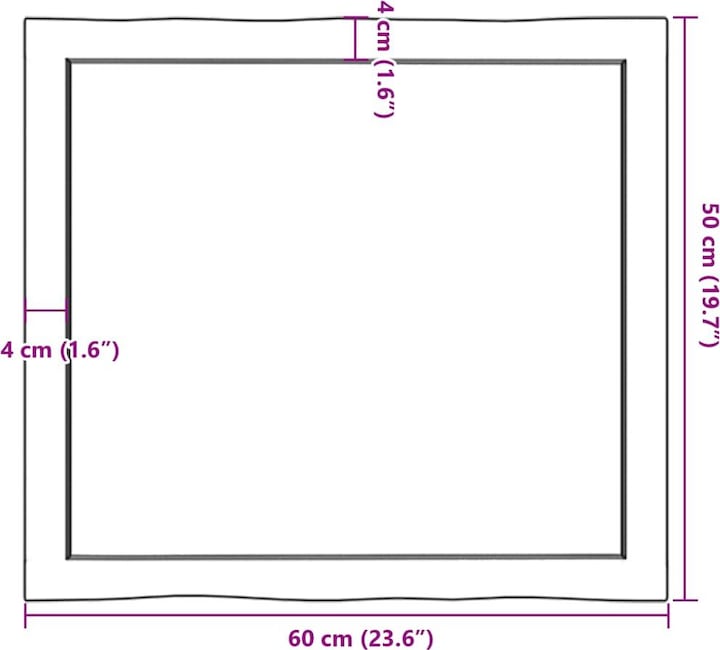 Actual product image VidaXL Tischplatte 60x50x4 cm Massivholz Eiche Behandelt (60 x 50 x 4 cm)