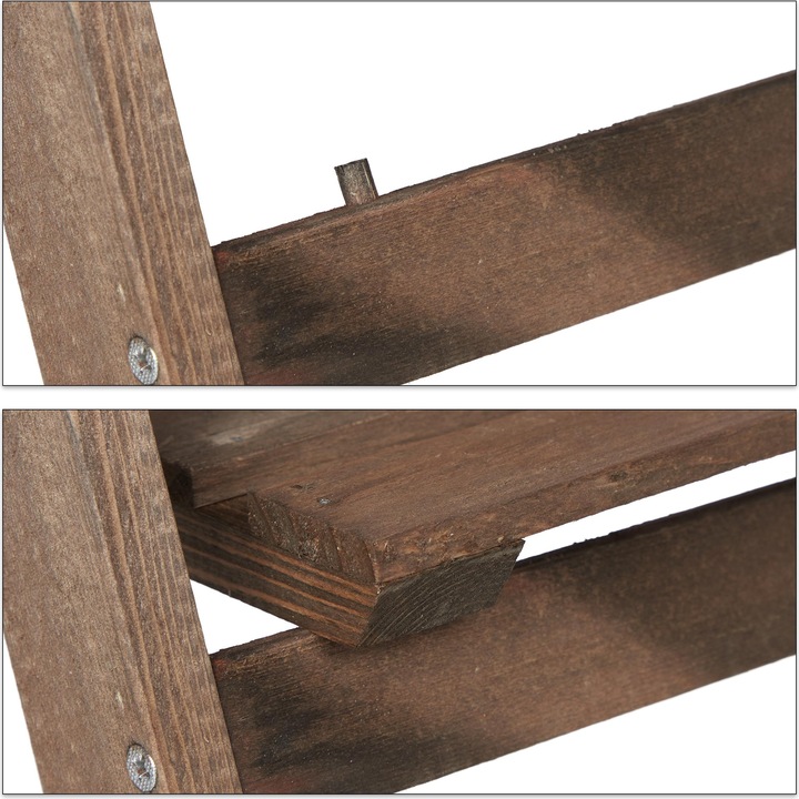 Actual product image Relaxdays Dark Brown Wooden Plant Rack