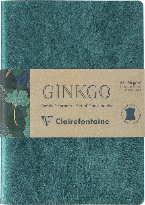 Image du produit Clairefontaine Ginkgo Set 2 Notizhefte (A5, À rayures, Couverture souple)