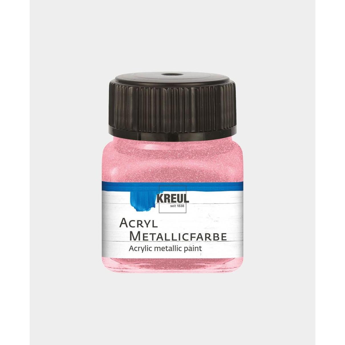 Thumbnail - Kreul, Künstlerfarbe + Bastelfarbe, Acryl Metallicfarbe, cremig deckend, 20 ml (Rosa, 20 ml)