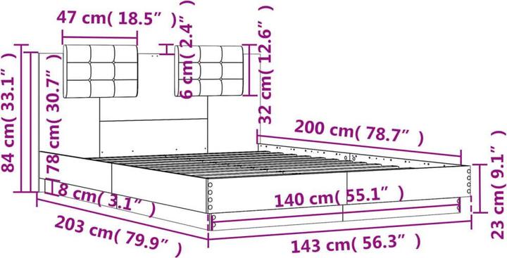 Actual product image vidaXL Bettgestell (140 x 200 cm)