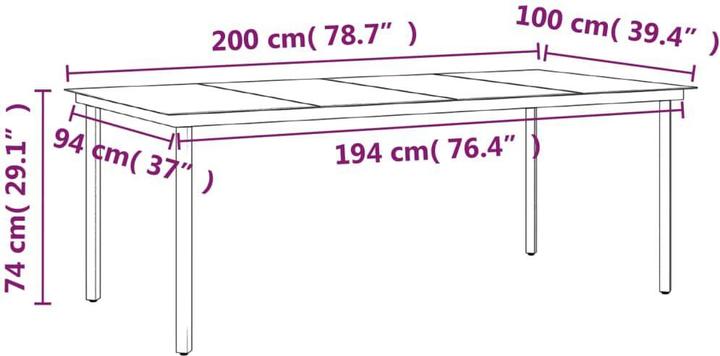 Produktbild vidaXL Garten Essgruppe (200 x 100 x 74 cm)