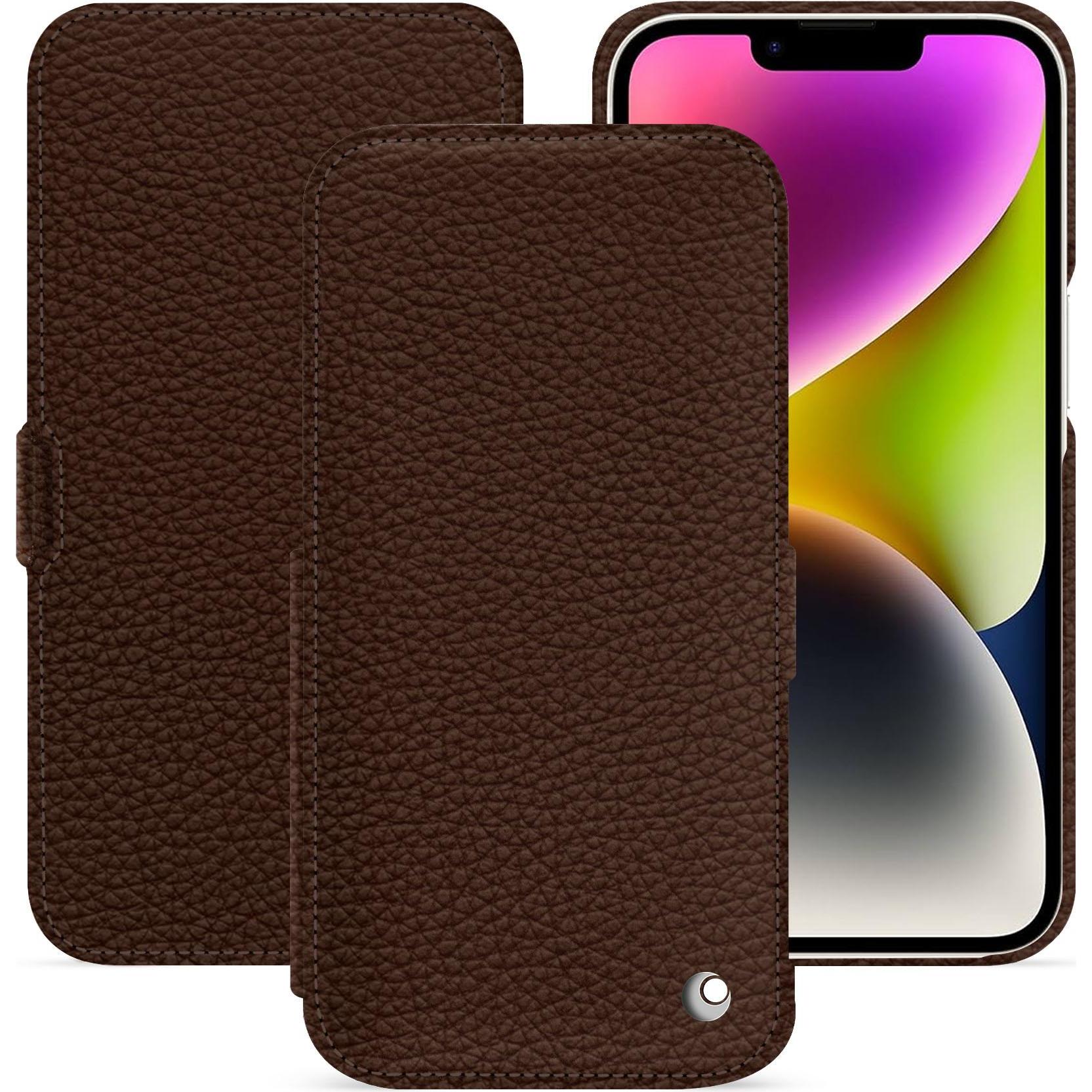Thumbnail - Noreve Lederschutzhülle horizontal (Apple iPhone 15 Plus), Smartphone Hülle, Braun