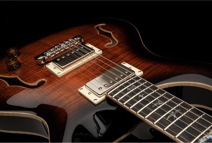 Produktbild PRS SE Hollowbody II Piezo Orange Tiger Smokeburst (E-Gitarren Set, Beveled Maple Back with Flame Maple Veneer, Beveled Maple Top with Flame Maple Veneer, mahogany)