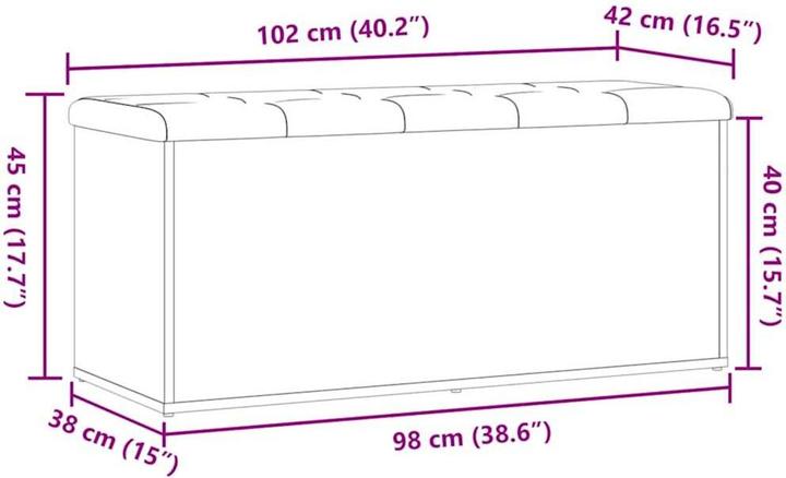 Actual product image VidaXL Bench with storage space Artisan oak 102x42x45 cm wood-based material (102 cm)