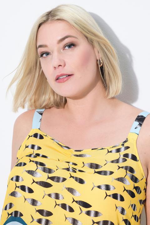 Produktbild Ulla Popken Kleid, Fische, A-Linie, V-Ausschnitt, ärmellos (50, 52)