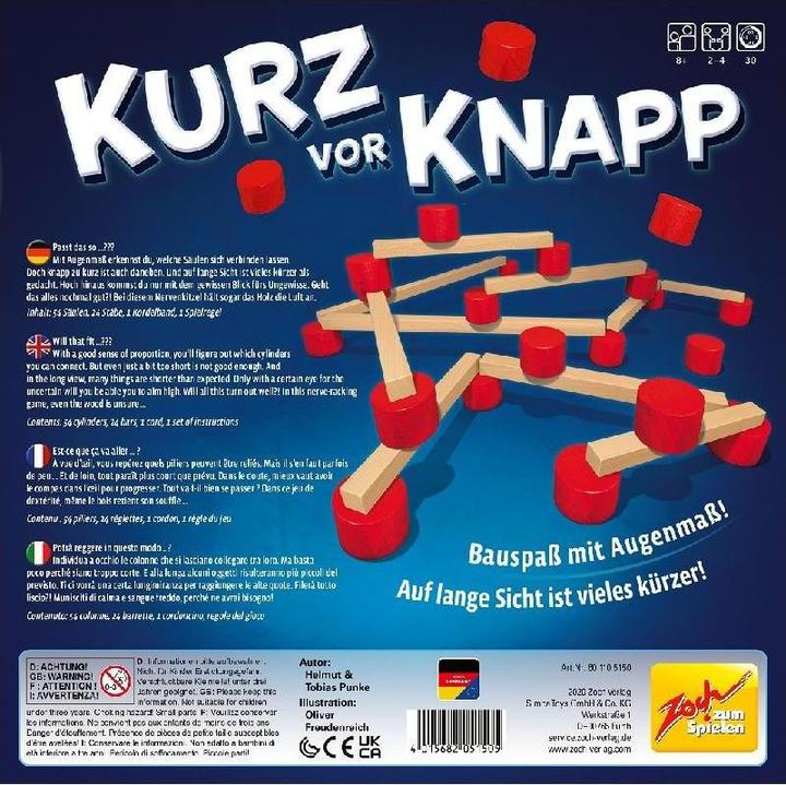 Produktbild Zoch ZOC05150 - Kurz vor knapp, Brettspiel, für 2-4 Spieler, ab 8 Jahren (DE-Ausgabe) (Deutsch, Englisch, Französisch, Italienisch, 2 - 4 Spieler)