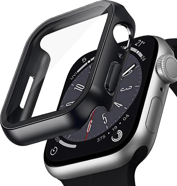 Produktbild Crong Hybrid-Uhrengehäuse – Apple Watch 45 mm Glasgehäuse (schwarz)