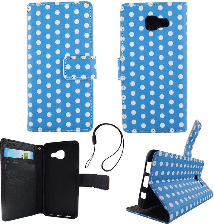 Produktbild König Design Schutz Hülle für Samsung Galaxy A3 2016 Polka Dot Blau Tasche Cover Book Style (Samsung Galaxy A3 (2016))