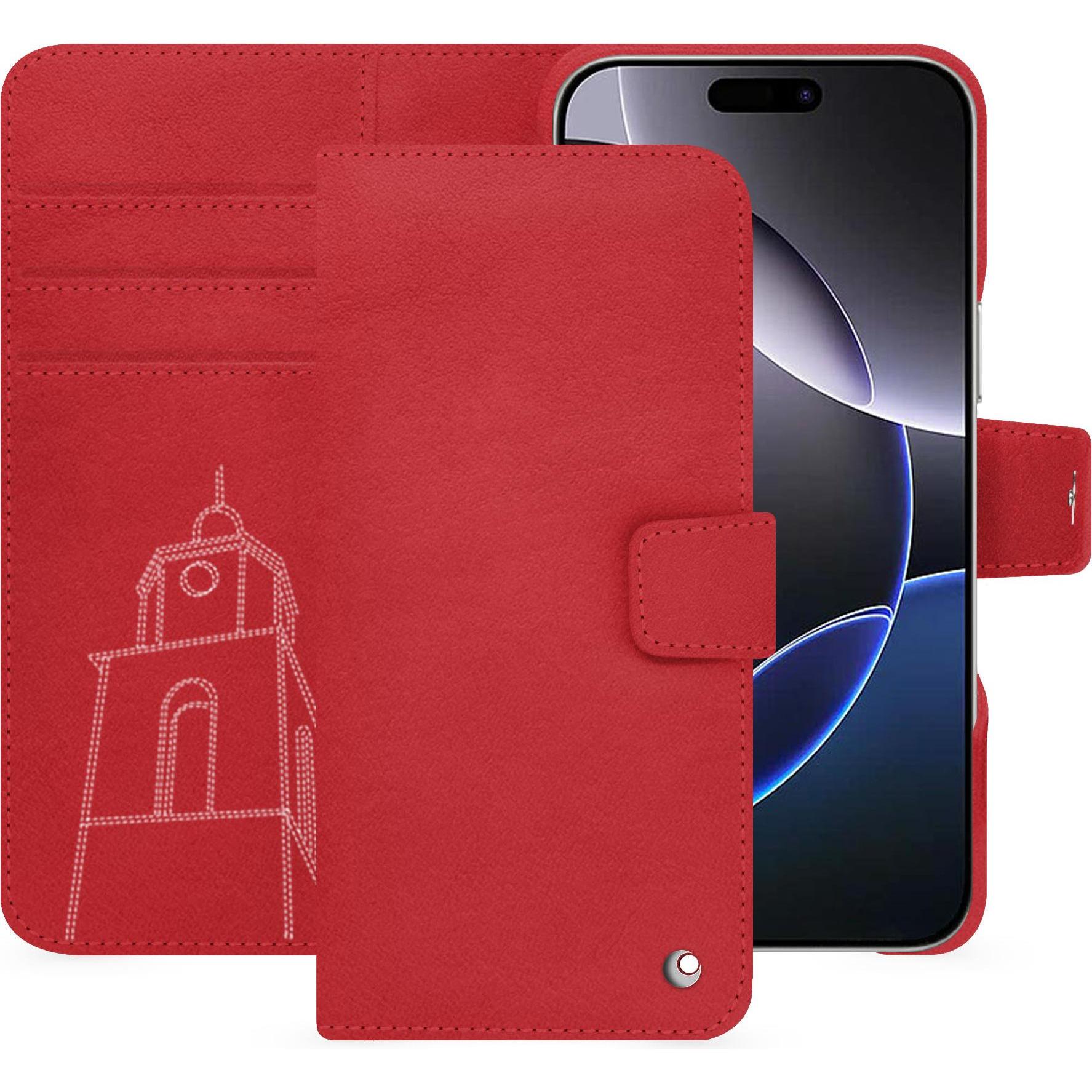 Noreve Lederschutzhülle Apple iPhone 16 Pro Max (Apple iPhone 16 Pro Max), Smartphone Hülle, Rot