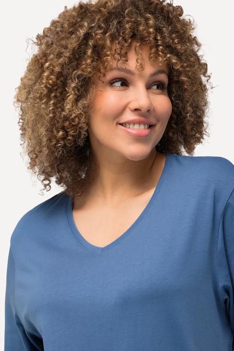 Image du produit Ulla Popken T-shirt coupe Relaxed Fit, décolleté en V et manches longues (42, 44)