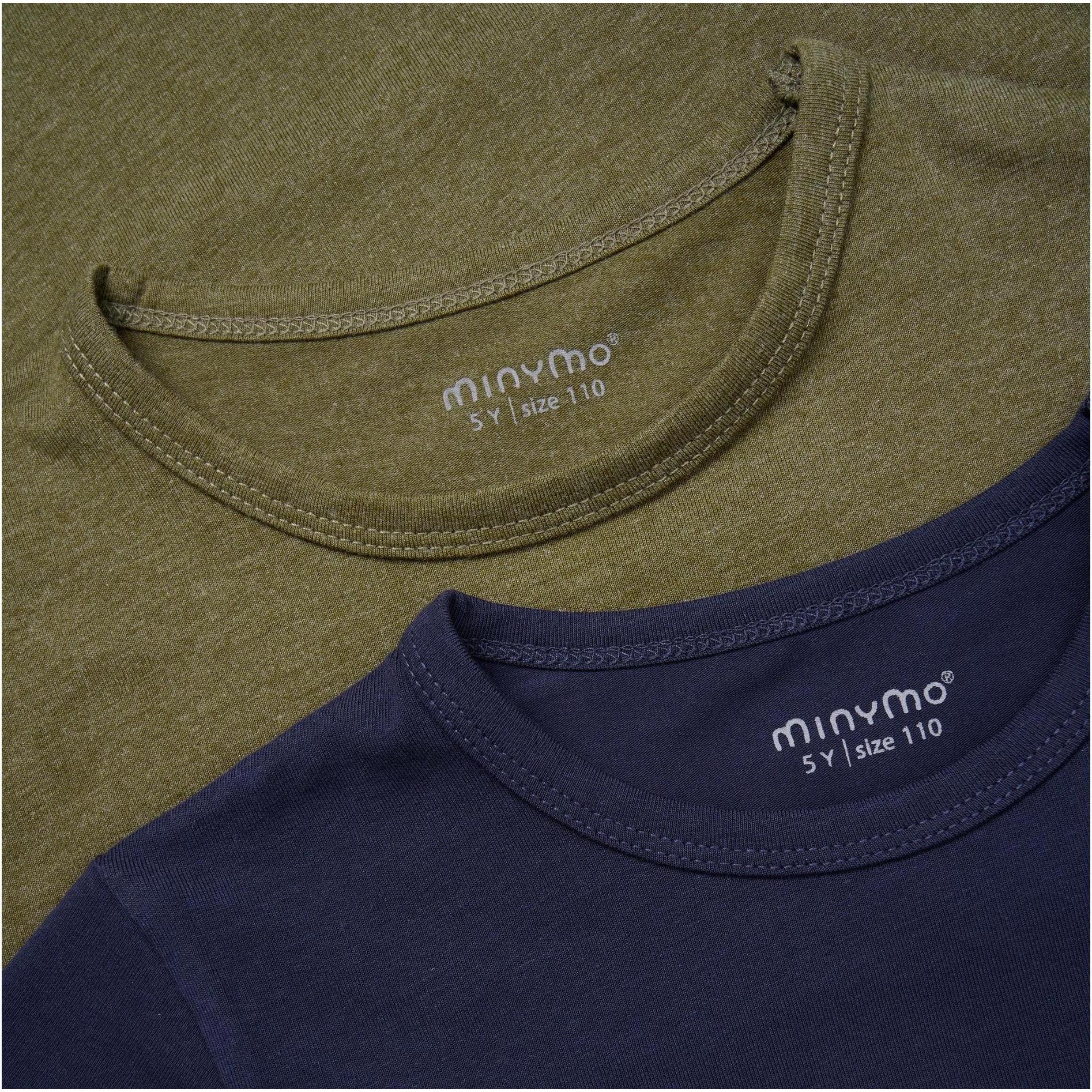 Thumbnail - Minymo, Unisex, Shirt, Kid's Basic 32 -T-Shirt S/S (2-Pack), Grün, Blau, (122)