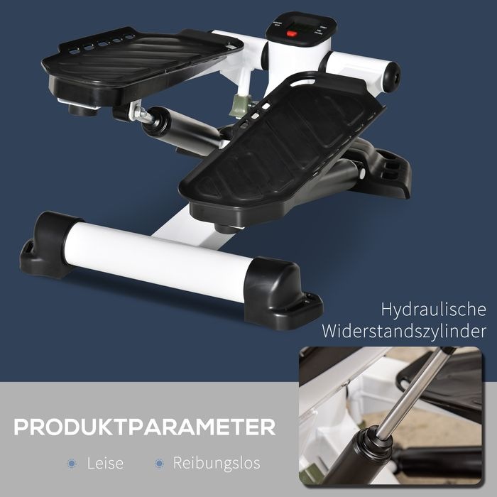 Actual product image Swisshandel24 Mini stepper mini bike fitness exercise bike LCD screen with two large pedals metal ABS white