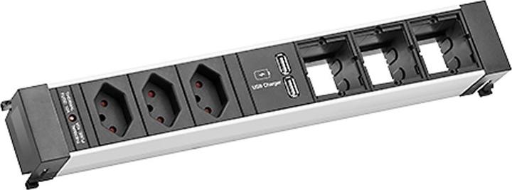 Produktbild Bachmann Einbausteckerleiste POWER FRAME 3x T13, USB, 3x ABD Leer (3 x, Typ 13, USB-A, 0.20 m)
