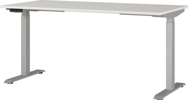 Actual product image Germania JET height-adjustable desk light grey rectangular, T-leg frame silver 160.0 x 80.0 (160 x 80 x 120 cm)